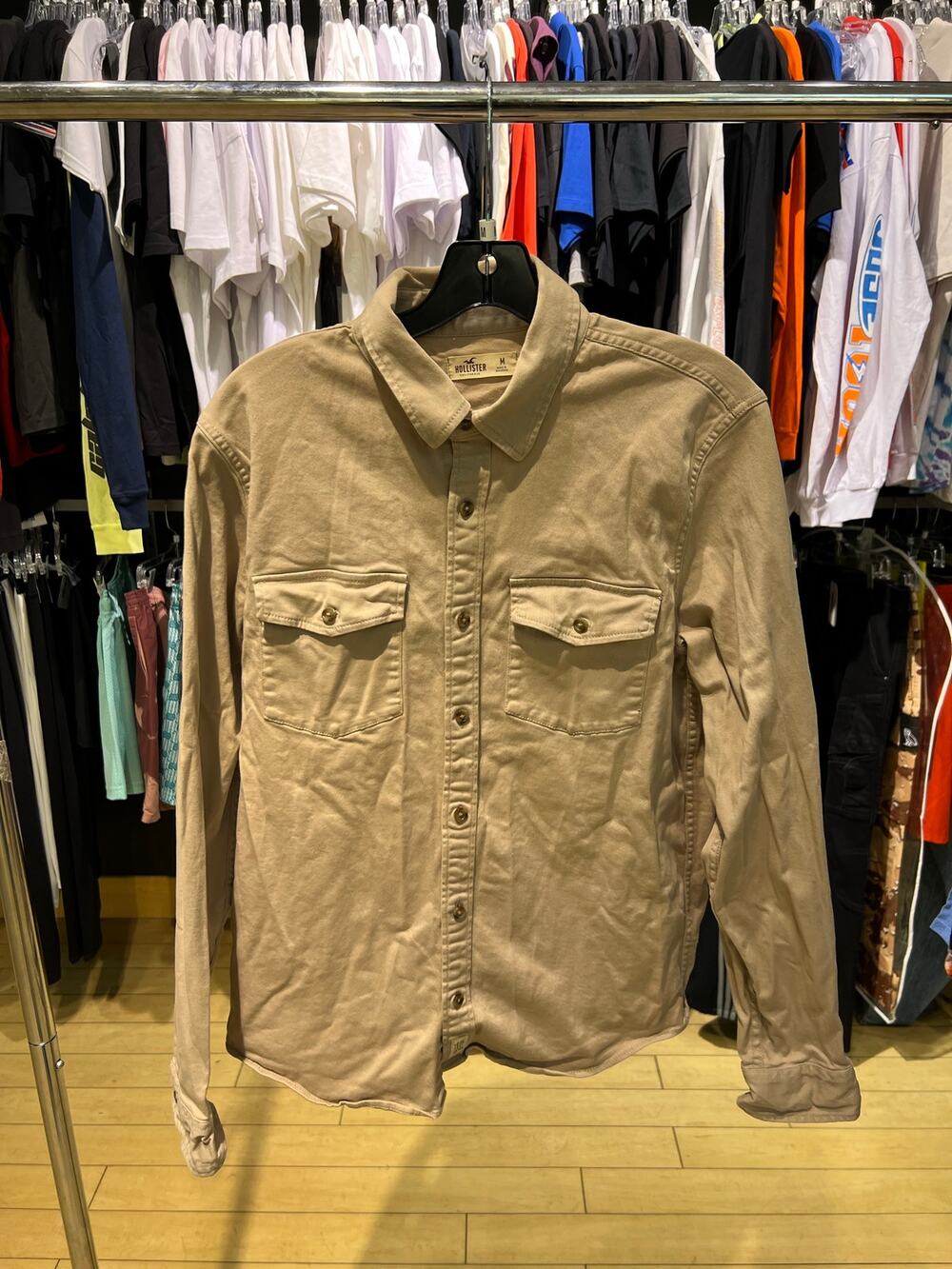 Hollister Long-sleeve Button Up Shirt Khaki Sz M